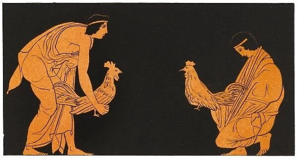 Metal Print of Ancient Greek Cockfight